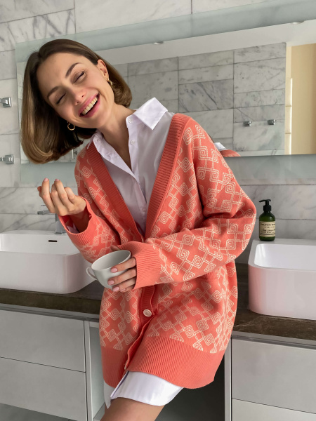 Кардиган pattern CHARMSTORE (персик-молоко)